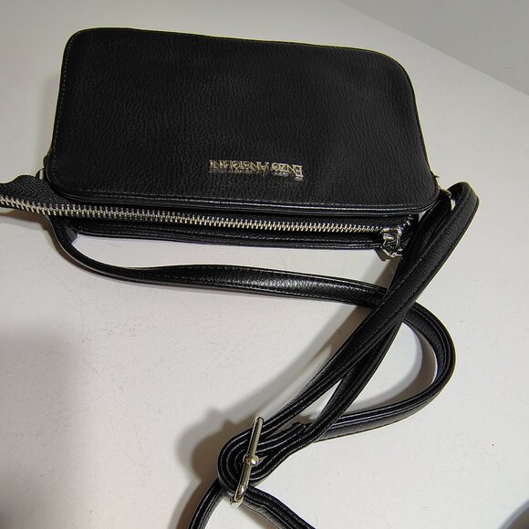 Enzo Angiolini Bag Black Pebbled Leather Small Crossbody Compact Minimalist - Picture 4 of 9